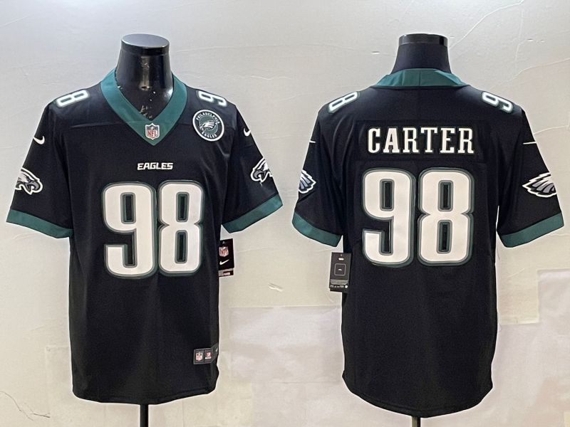 Men Philadelphia Eagles 98 Carter Black Second generation 2025 Nike Limited NFL Jersey style 4
